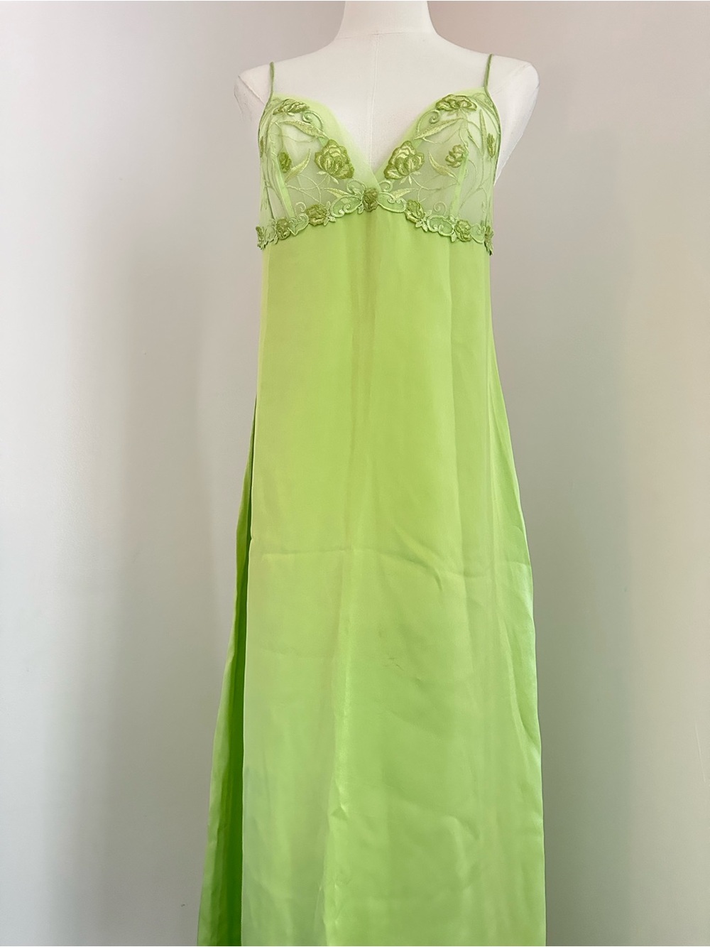 La Perla 💚Lace-Trim Slip Dress in Lime Green
